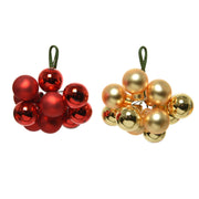 Palline Albero Di Natale In Vetro Rosso E Oro Lucido 2cm Grappolo Da 10pz