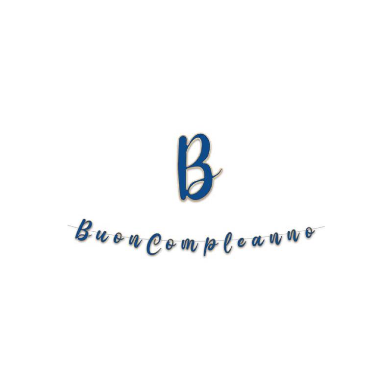 Festone Scritta Buon Compleanno Blue Gold