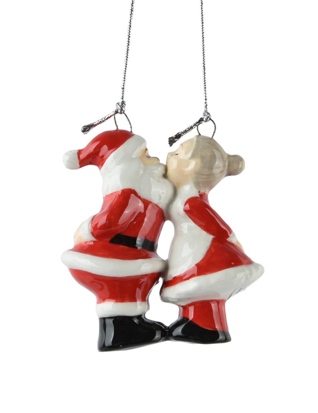 Addobbo Albero Di Natale Babbo E Mamma Natale Che Si Baciano 7cm