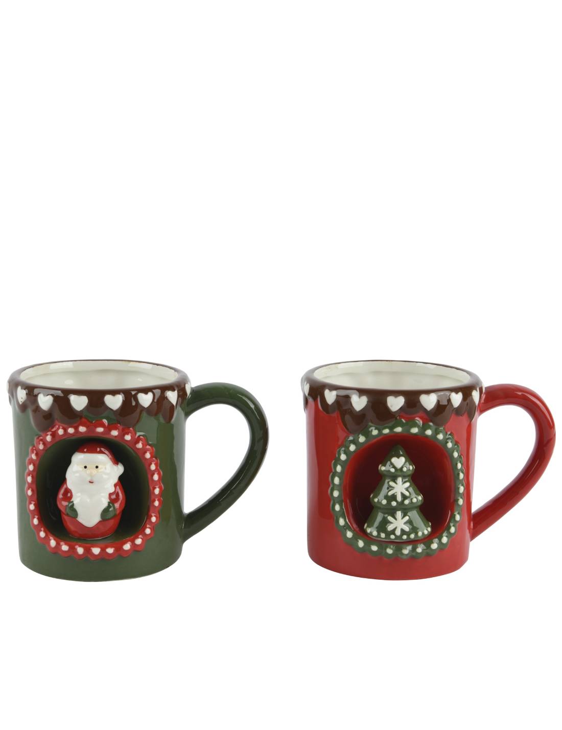 Tazza Natalizia In Ceramica Con Decoro In Rilievo 14cm