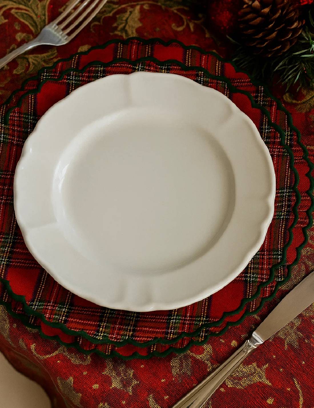 Tovaglietta Natalizia Sottopiatto In Cotone Scozzese 35cm