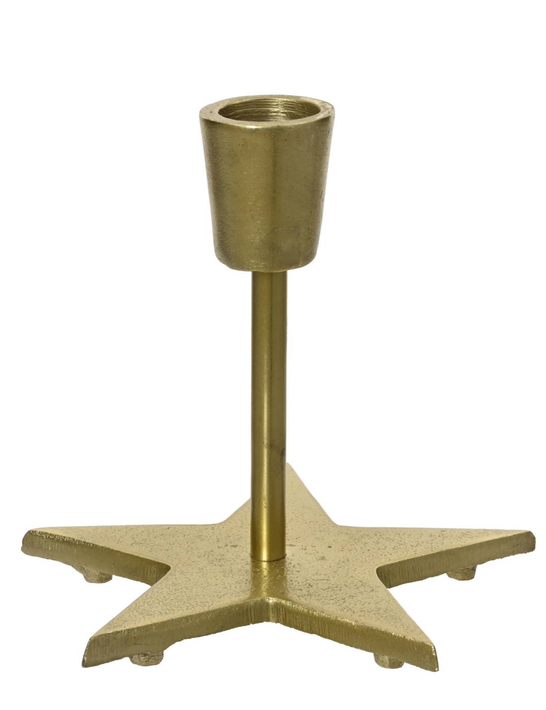 Portacandela Natalizio In Alluminio Stella Oro 12cm