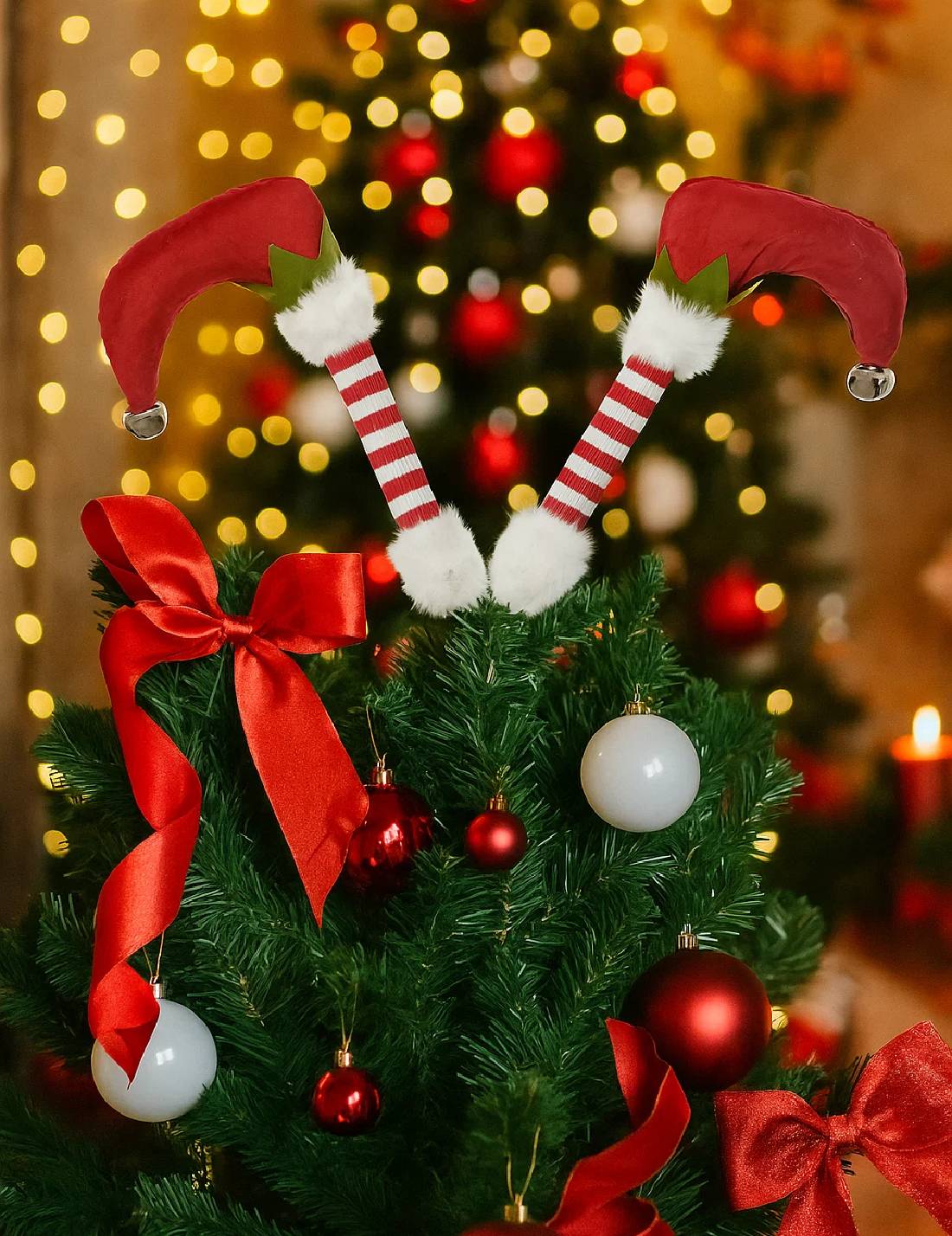 Addobbo Albero Di Natale Gambe Elfo 23cm