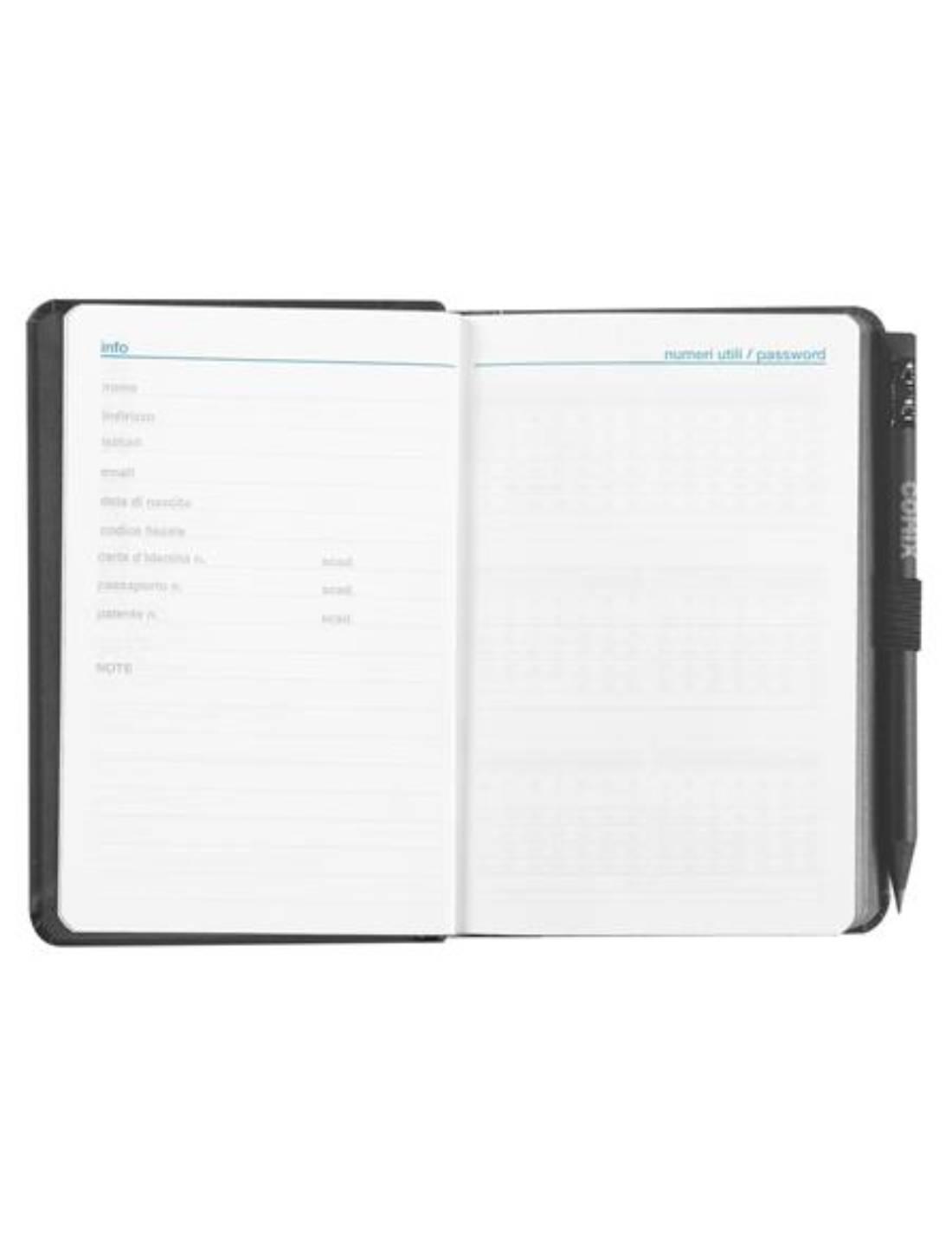 Agenda Settimanale 12 Mesi 2025 Comix Nera Con Matita 12cm