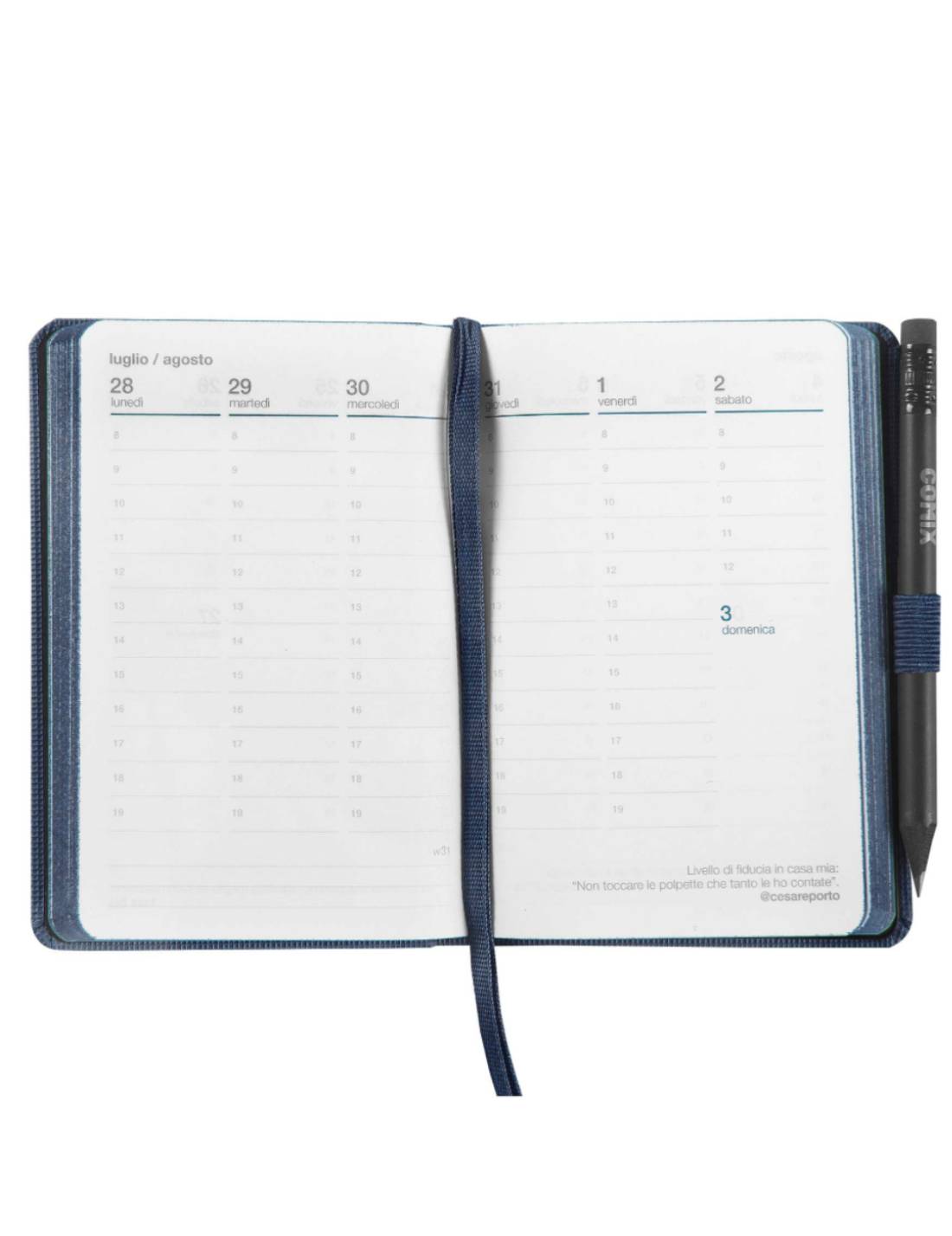 Agenda Settimanale 12 Mesi 2025 Comix Blu Con Matita 12cm