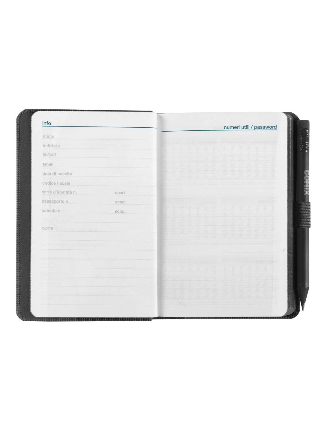 Agenda Settimanale 12 Mesi 2025 Comix Nera Pocket Con Matita