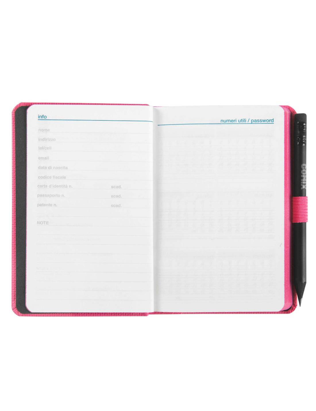 Agenda Settimanale 2025 Comix Rosa Pocket 12 Mesi Con Matita