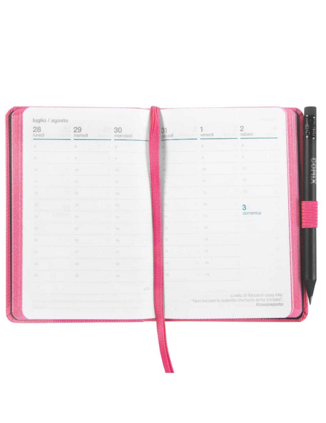 Agenda Settimanale 2025 Comix Rosa Media 12 Mesi Con Matita