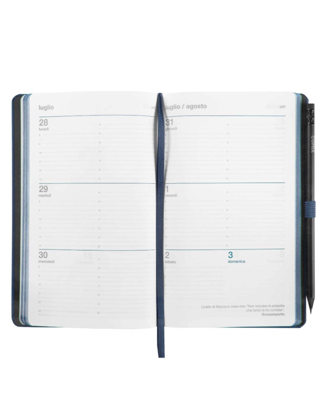 Agenda Settimanale 2025 Comix Blu Grande 12 Mesi Con Matita