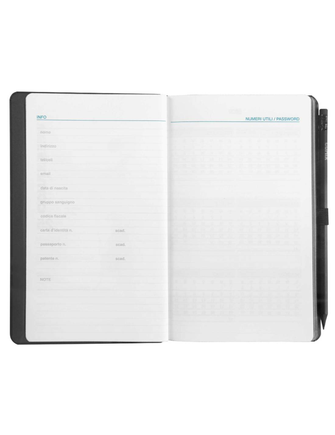 Agenda Settimanale 2025 Comix Nera Grande 12 Mesi Con Matita