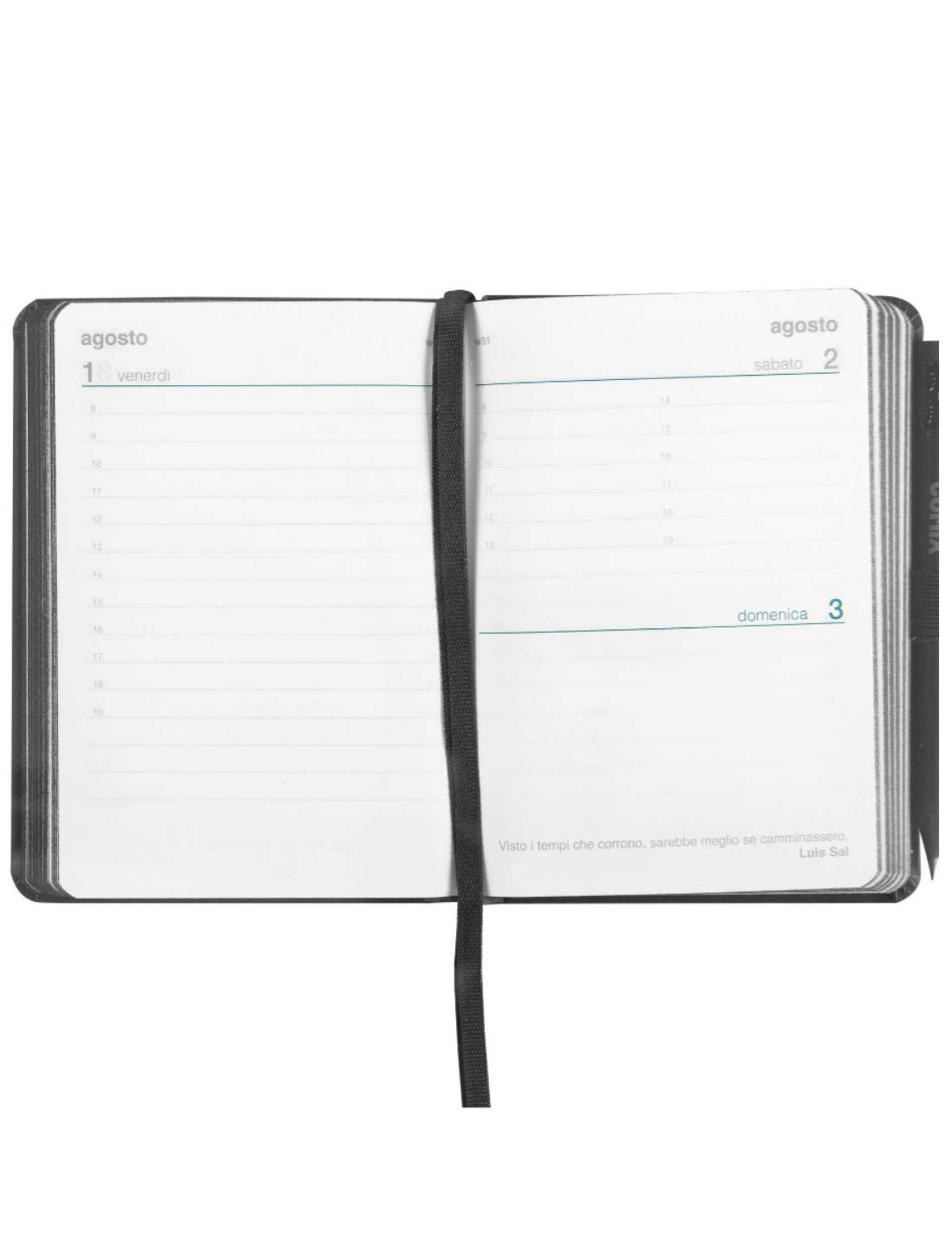 Agenda Giornaliera 12 Mesi 2025 Comix Nera Con Matita 13cm