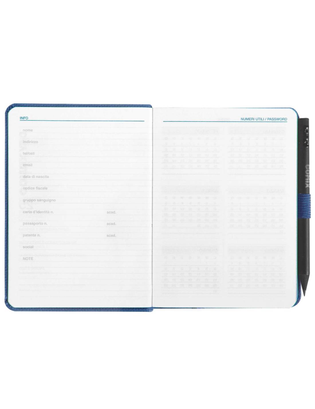 Agenda Giornaliera 12 Mesi 2025 Comix Blu Con Matita 13cm