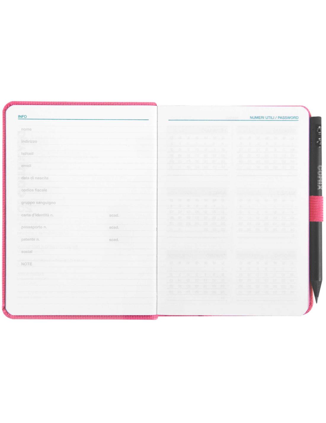 Agenda Giornaliera 2025 Comix Rosa Mignon 12 Mesi Con Matita