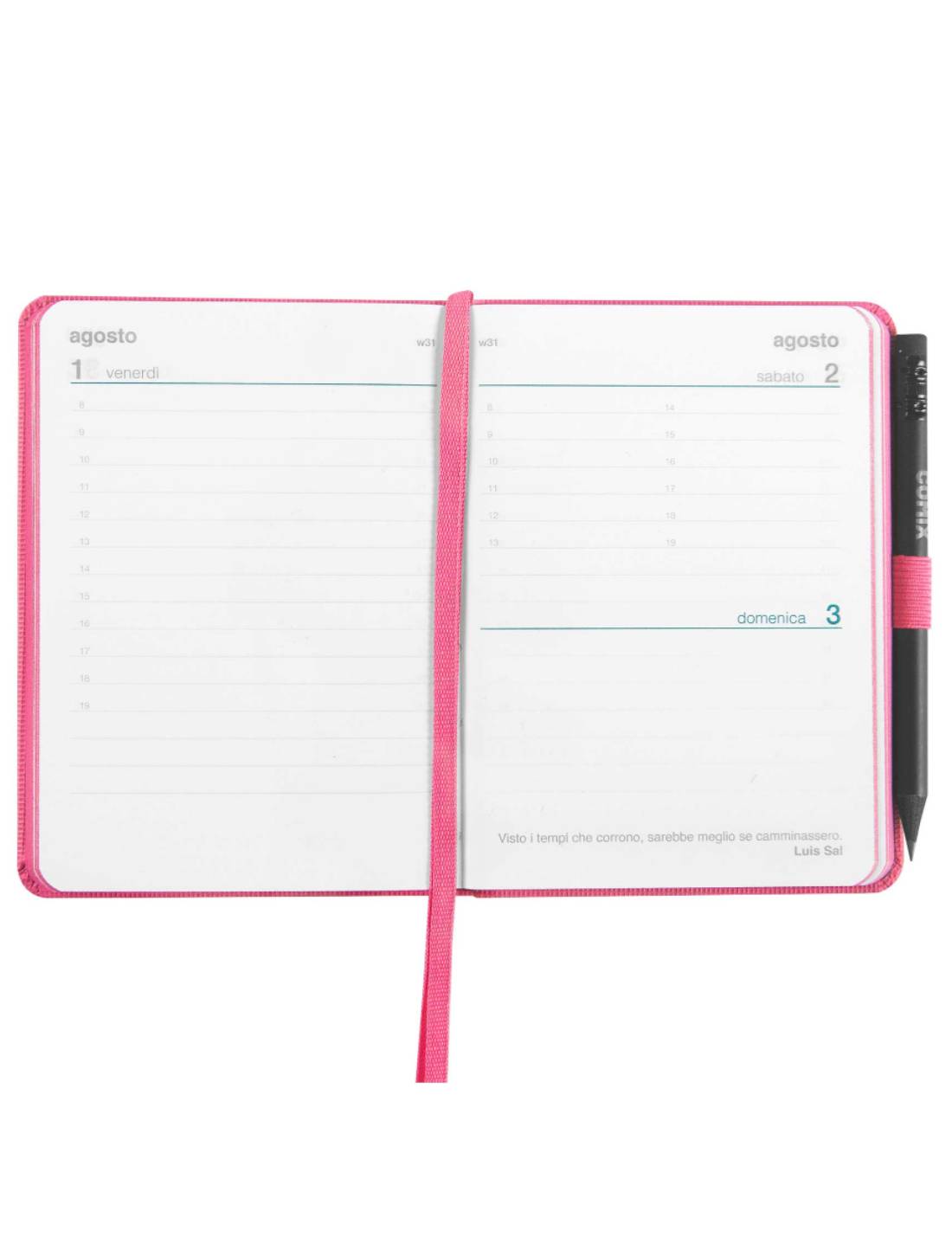 Agenda Giornaliera 2025 Comix Rosa Mignon 12 Mesi Con Matita