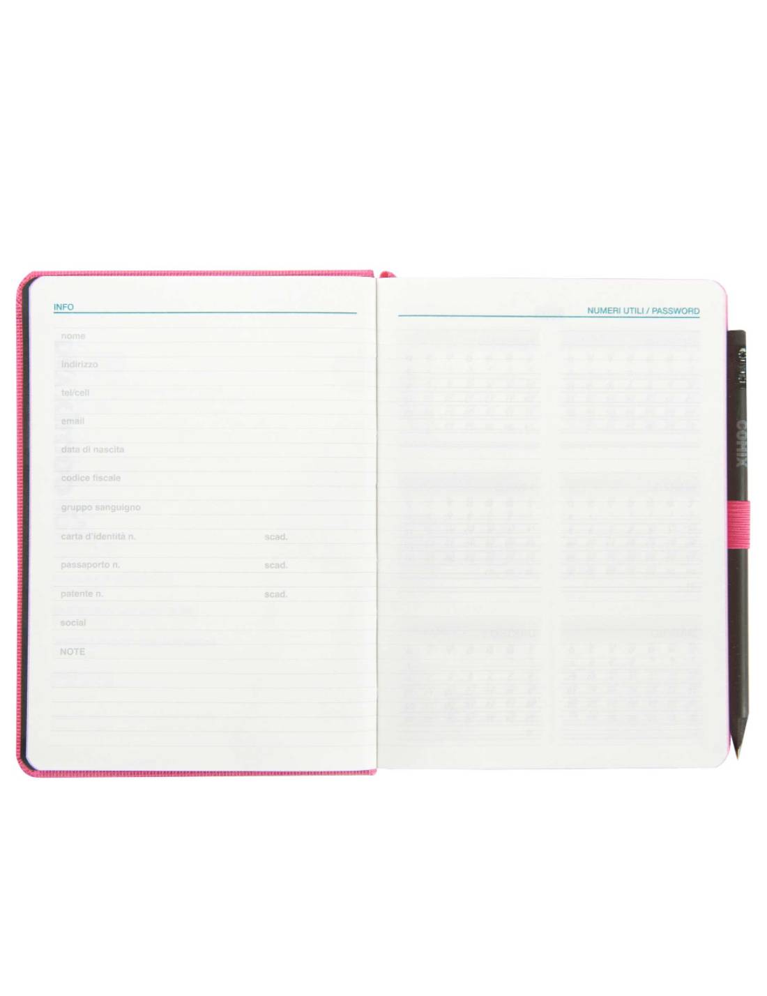 Agenda Giornaliera 2025 Comix Rosa Mini 12 Mesi Con Matita