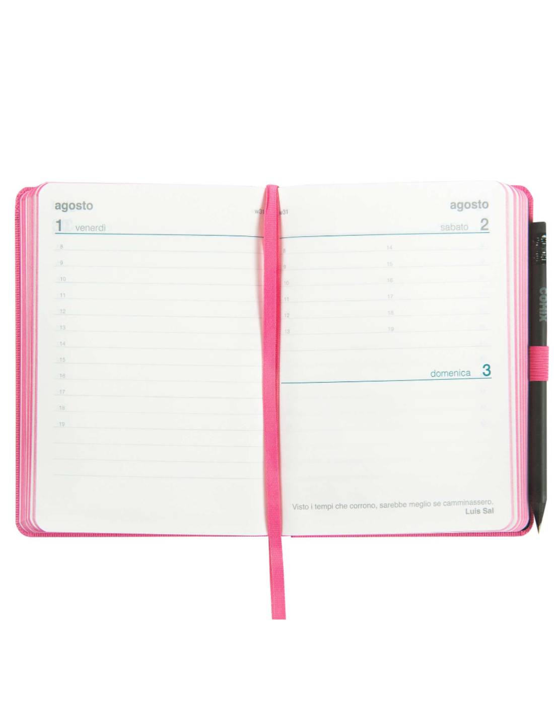 Agenda Giornaliera 2025 Comix Rosa Mini 12 Mesi Con Matita
