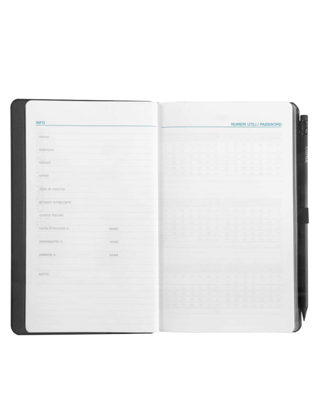 Agenda Giornaliera 12 Mesi 2025 Comix Nero Con Matita 21cm