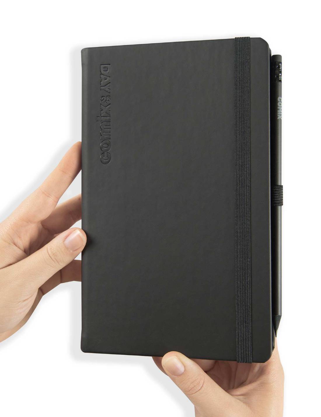 Agenda Giornaliera 2025 Comix Nero Large 12 Mesi Con Matita