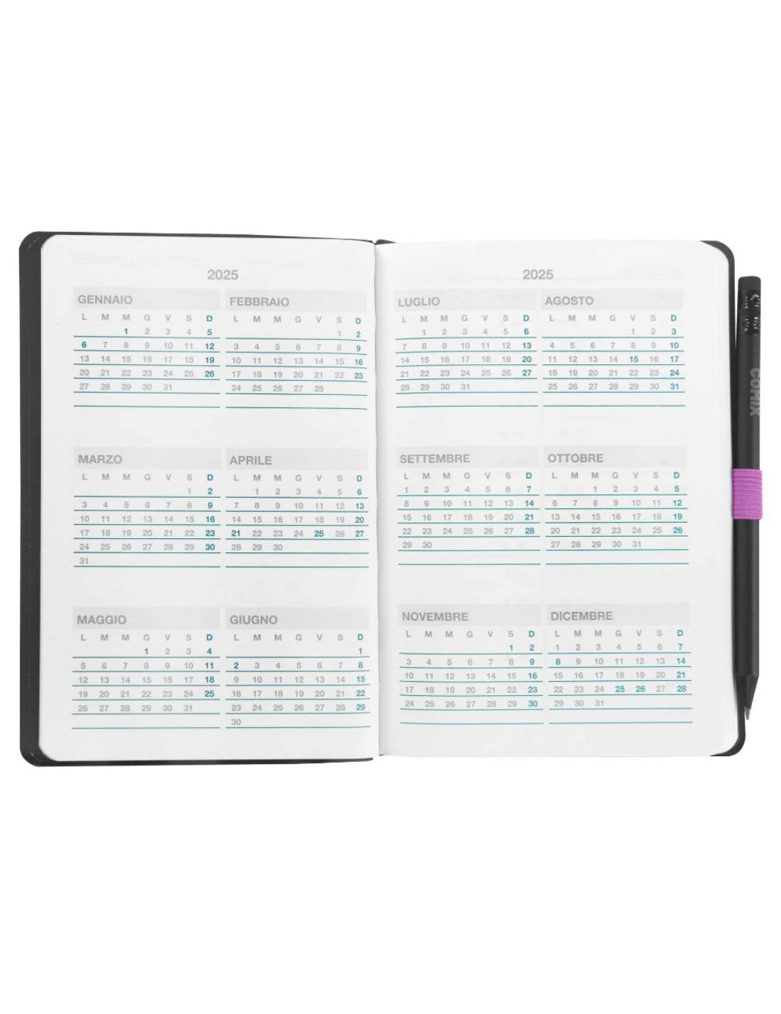 Agenda Settimanale 2025 Comix Special Medium 12 Mesi Con Matita - Medium 12 Mesi Con Matita - Cats