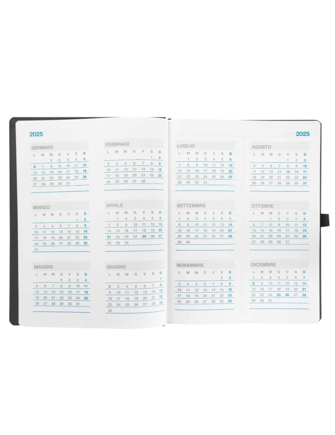 Agenda Settimanale Verticale Da Tavolo 12 Mesi 2025 Comix Blu