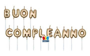Set Candeline Buon Compleanno Oro Metal 7cm