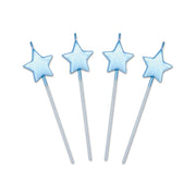 Candeline Di Compleanno In Cera Pick Stelle Celeste Perla 13cm 4pz.