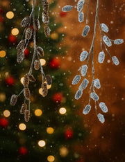 Ramo Pigne Artificiali Decorative Innevate 130cm