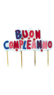 Candelina Di Compleanno In Cera Buon Compleanno Rosa 9x7cm