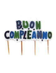 Candelina Di Compleanno In Cera Scritta Buon Compleanno Multicolor