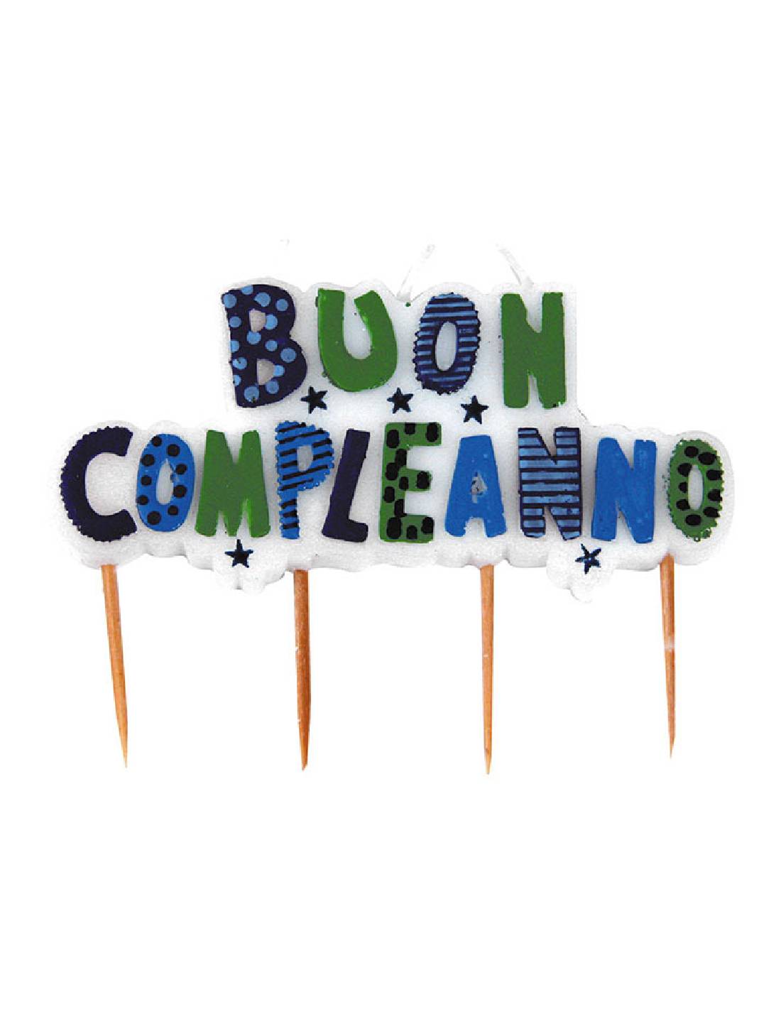 Candelina Di Compleanno In Cera Scritta Buon Compleanno Multicolor