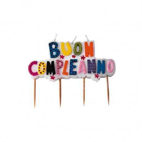 Candelina Di Compleanno In Cera Buon Compleanno Multicolor 9x7cm