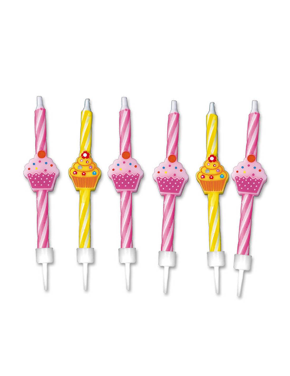Candelina Di Compleanno In Cera Cupcake 6pz
