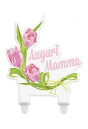 Candelina In Cera Sagomata Floreale Auguri Mamma