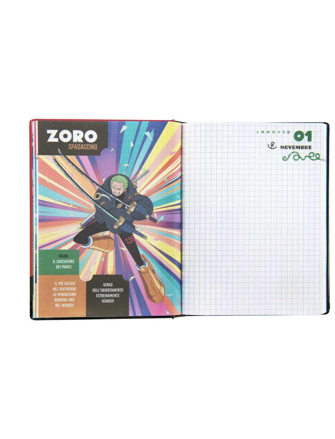 Diario 12 Mesi One Piece Verde Non Datato