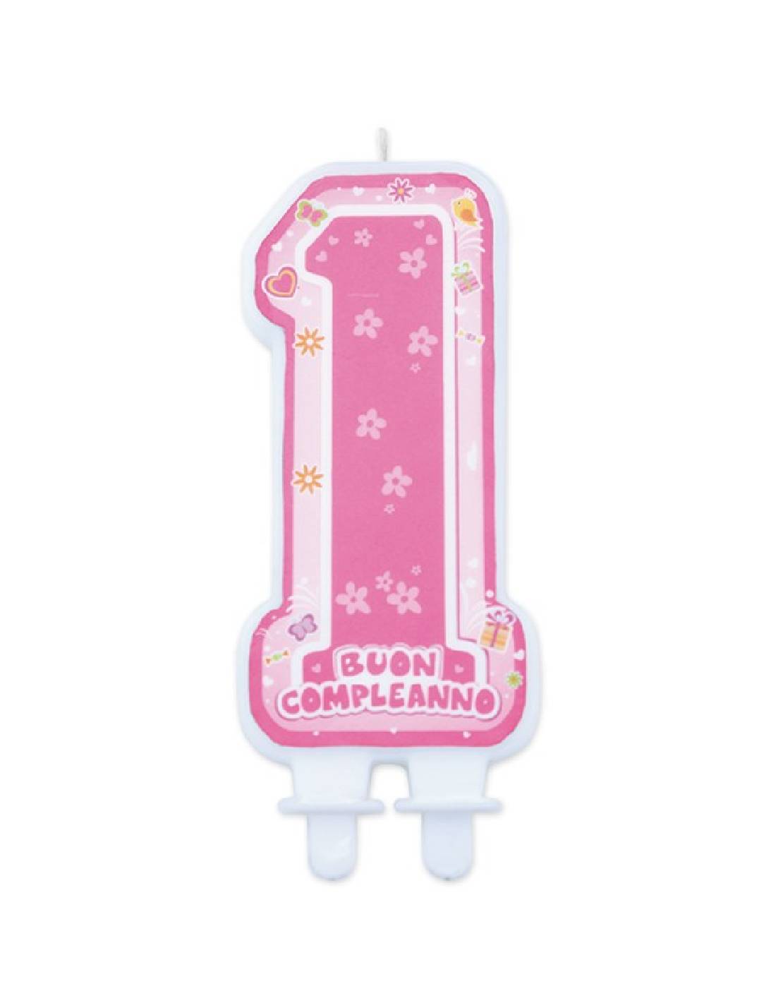 Candelina Di Compleanno In Cera Rosa Maxi Sagomata 12cm