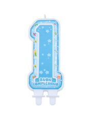Candelina Di Compleanno In Cera Azzurra Maxi Sagomata 12cm