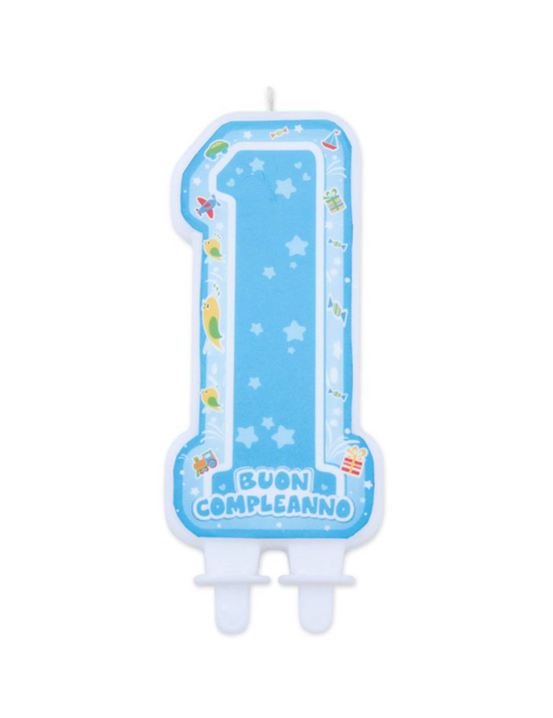 Candelina Di Compleanno In Cera Azzurra Maxi Sagomata 12cm