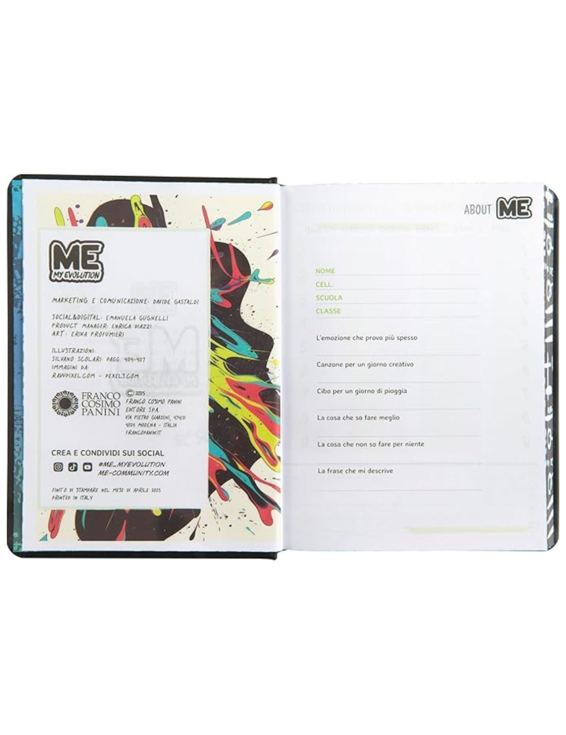 Diario Scuola 16 Mesi 2025/2026 ME My Evolution Hashtag Classic Edition Black