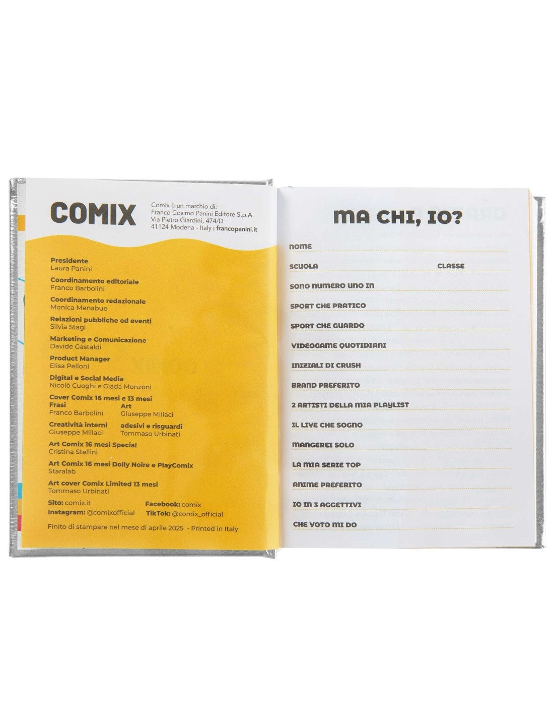 Diario Scuola 16 Mesi Datato 2025/2026 Comix Special Edition Silver Heart Mini