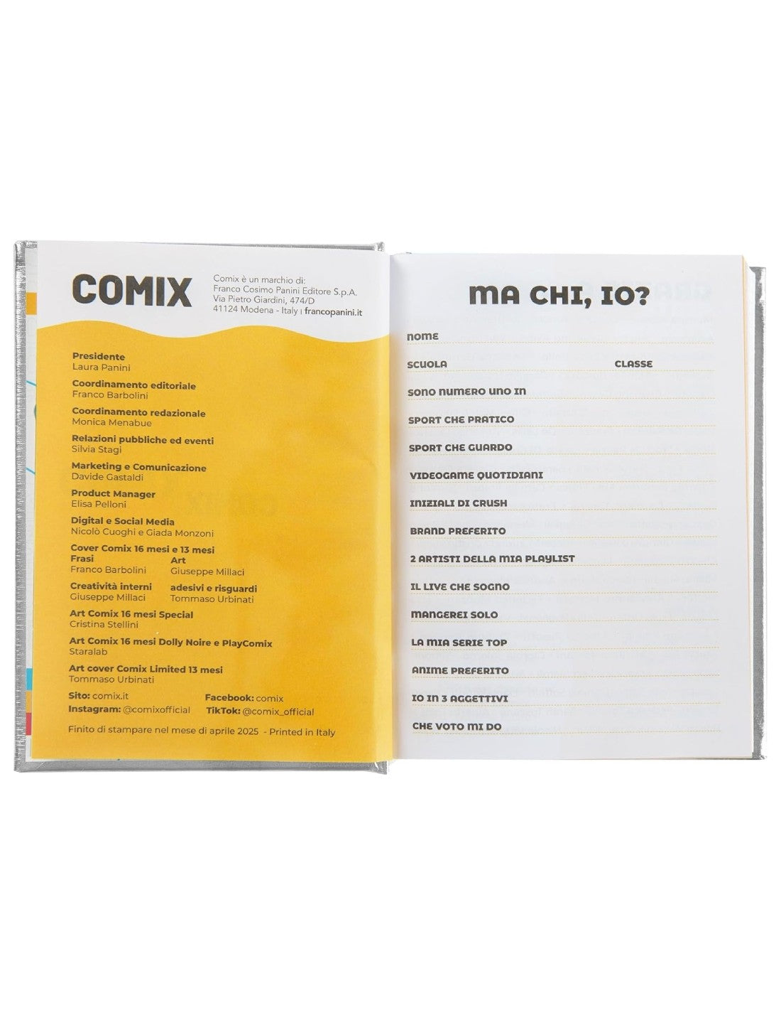 Diario Scuola 16 Mesi Datato 2025/2026 Comix Special Edition Silver Star Mini