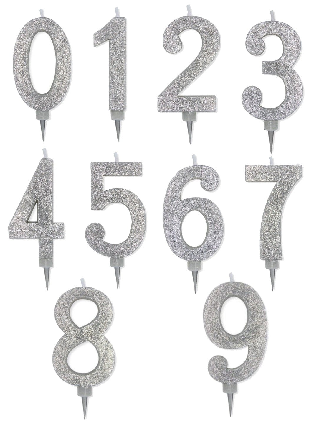 Candelina Di Compleanno In Cera Sweety Maxi Argento Glitter 15cm