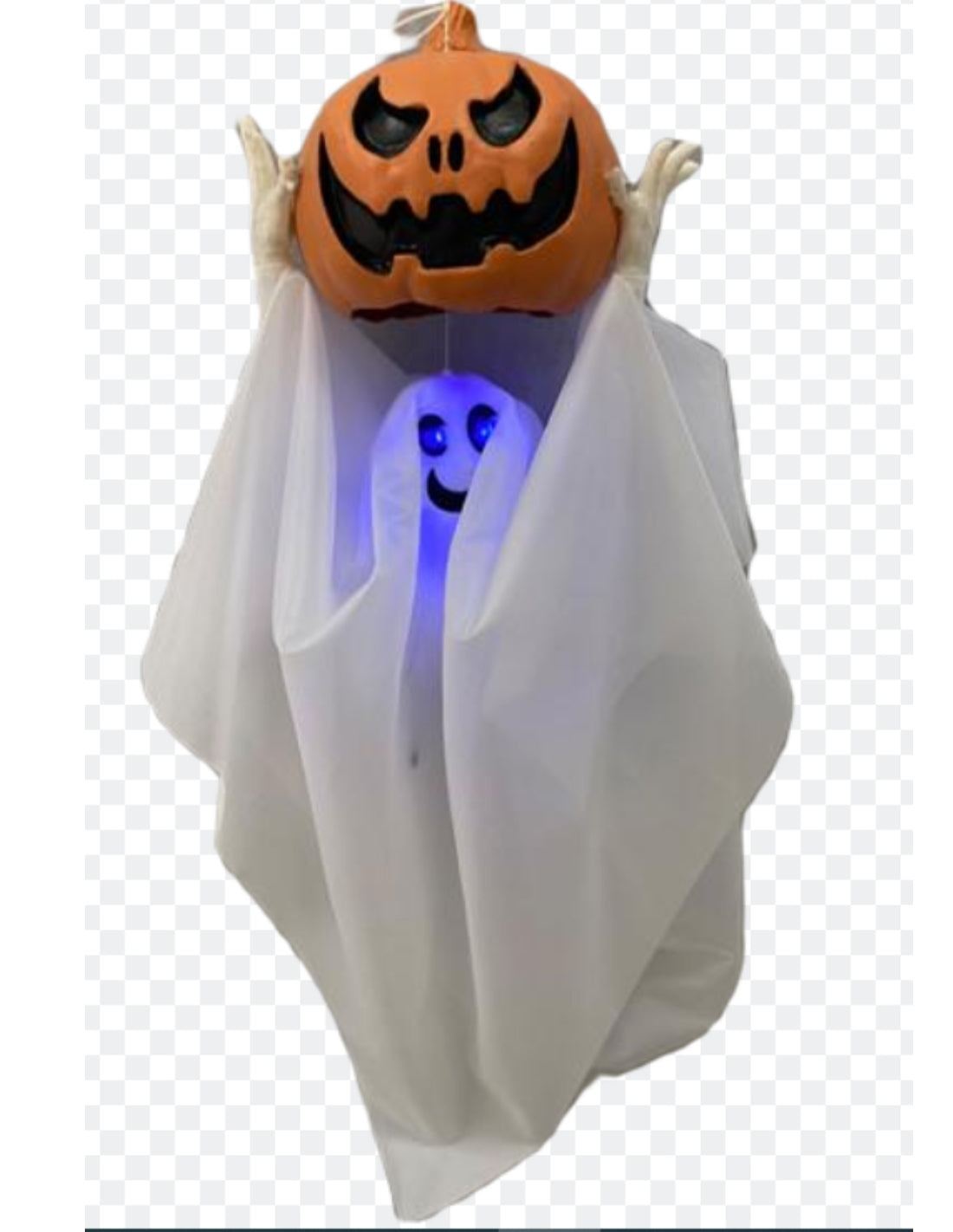 Ornamento Halloween Fantasma Testa Di Zucca Luminoso E Animato