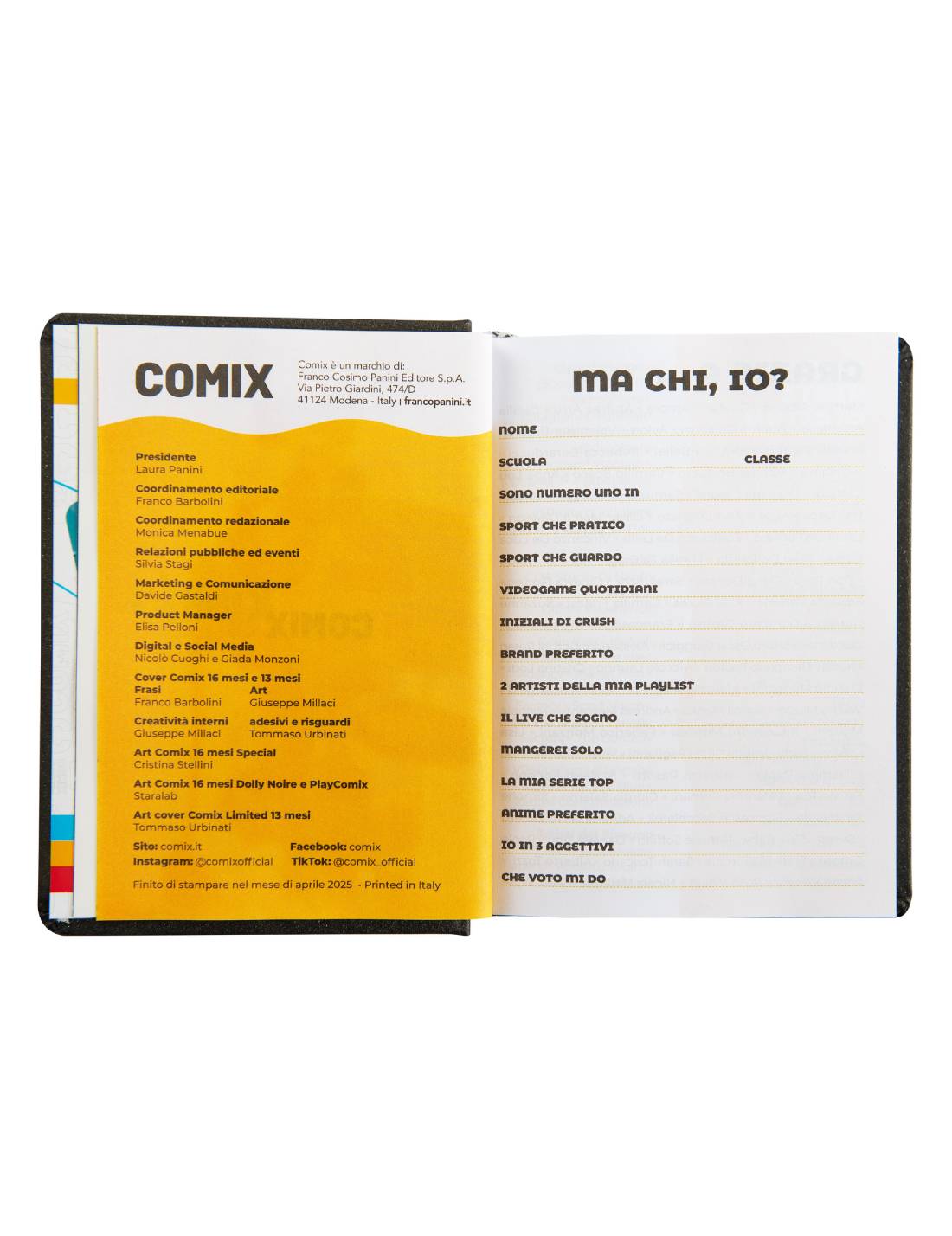 Diario 16 Mesi 2025/26 Comix Classe: Tanta Sezione: Chill Charcoal