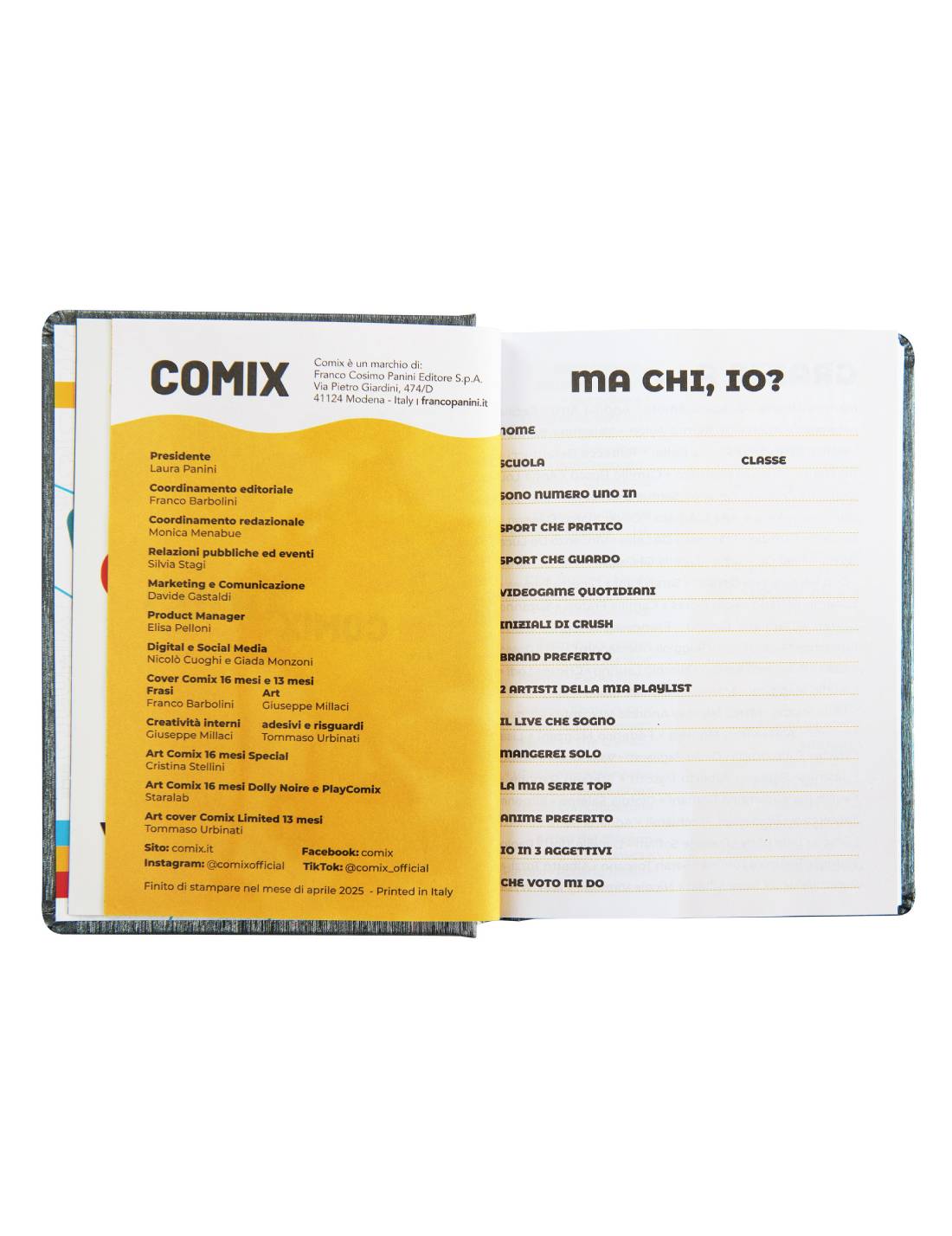 Diario 16 Mesi 2025/26 Comix Credo In Me E In Chi Mi Suggerisce Nero E Grigio