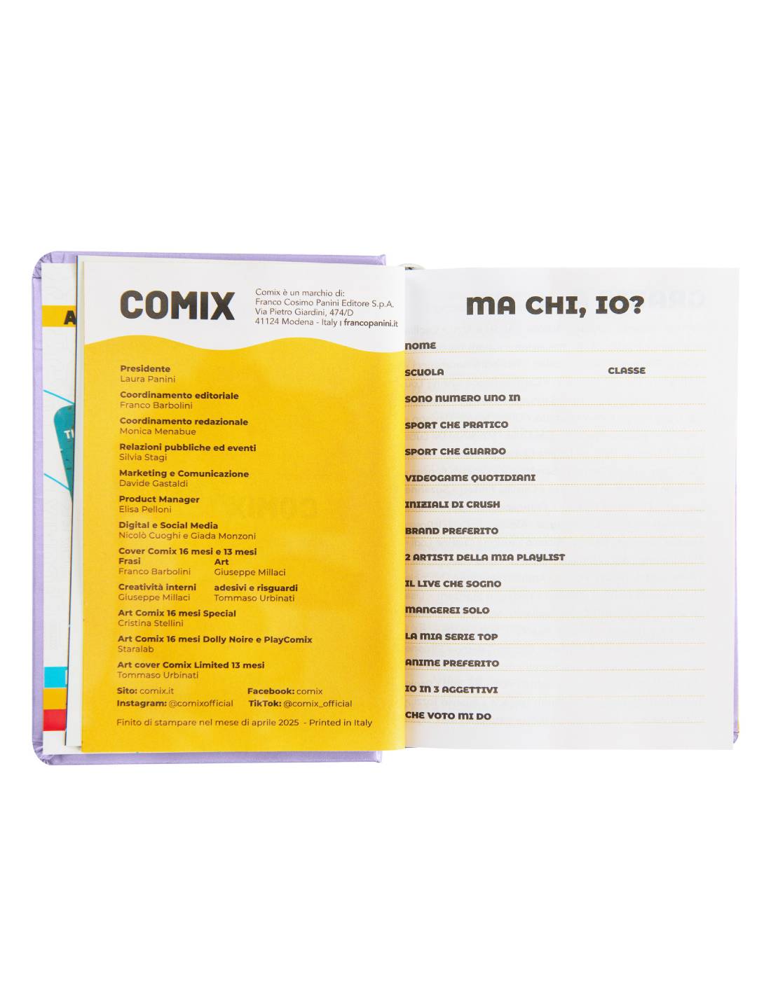 Diario 16 Mesi 2025/26 Comix Mini Classe: Tanta Sezione: Chill Lilla