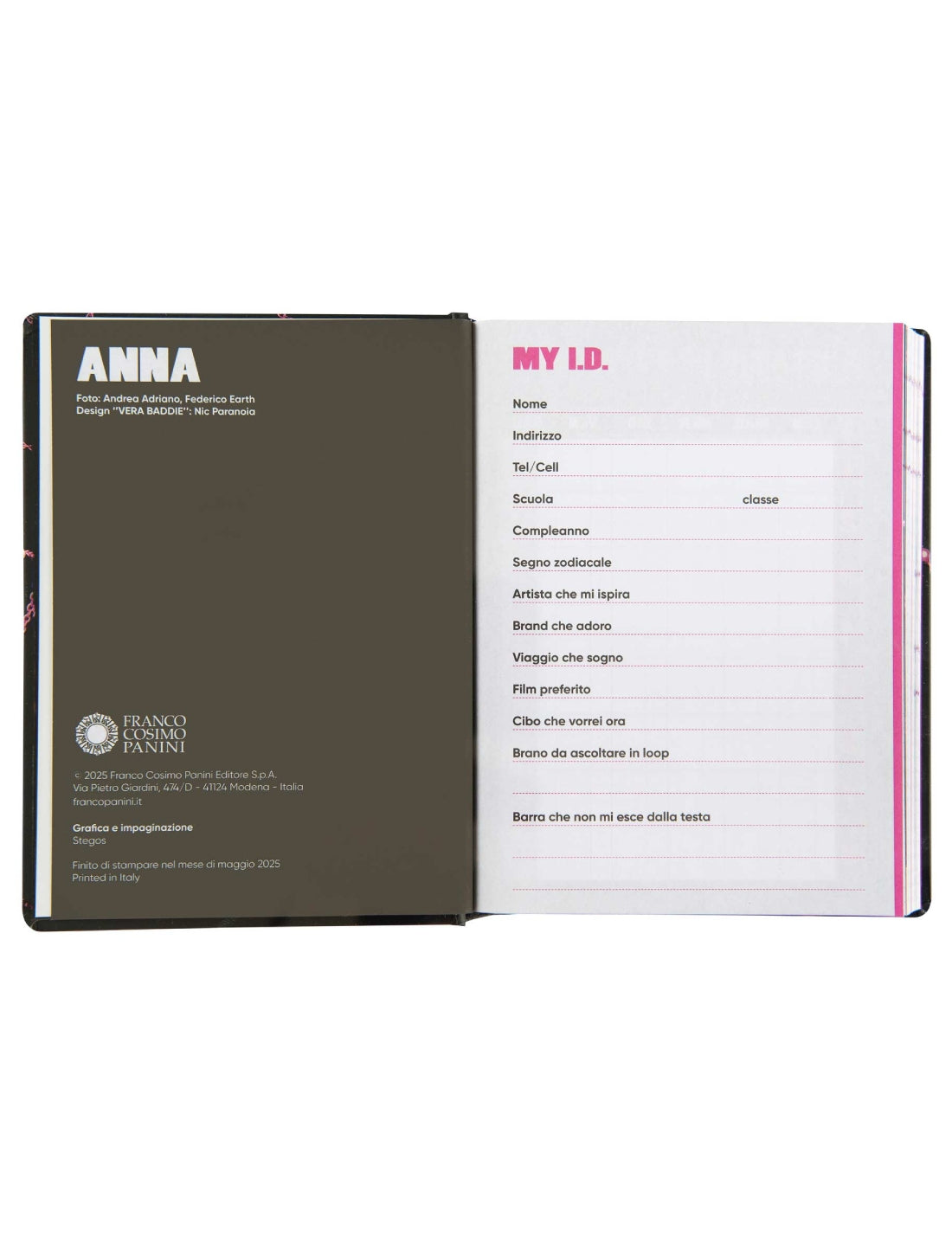 Diario Scuola Di Anna 16 Mesi Datato 2025/2026 Medium Black