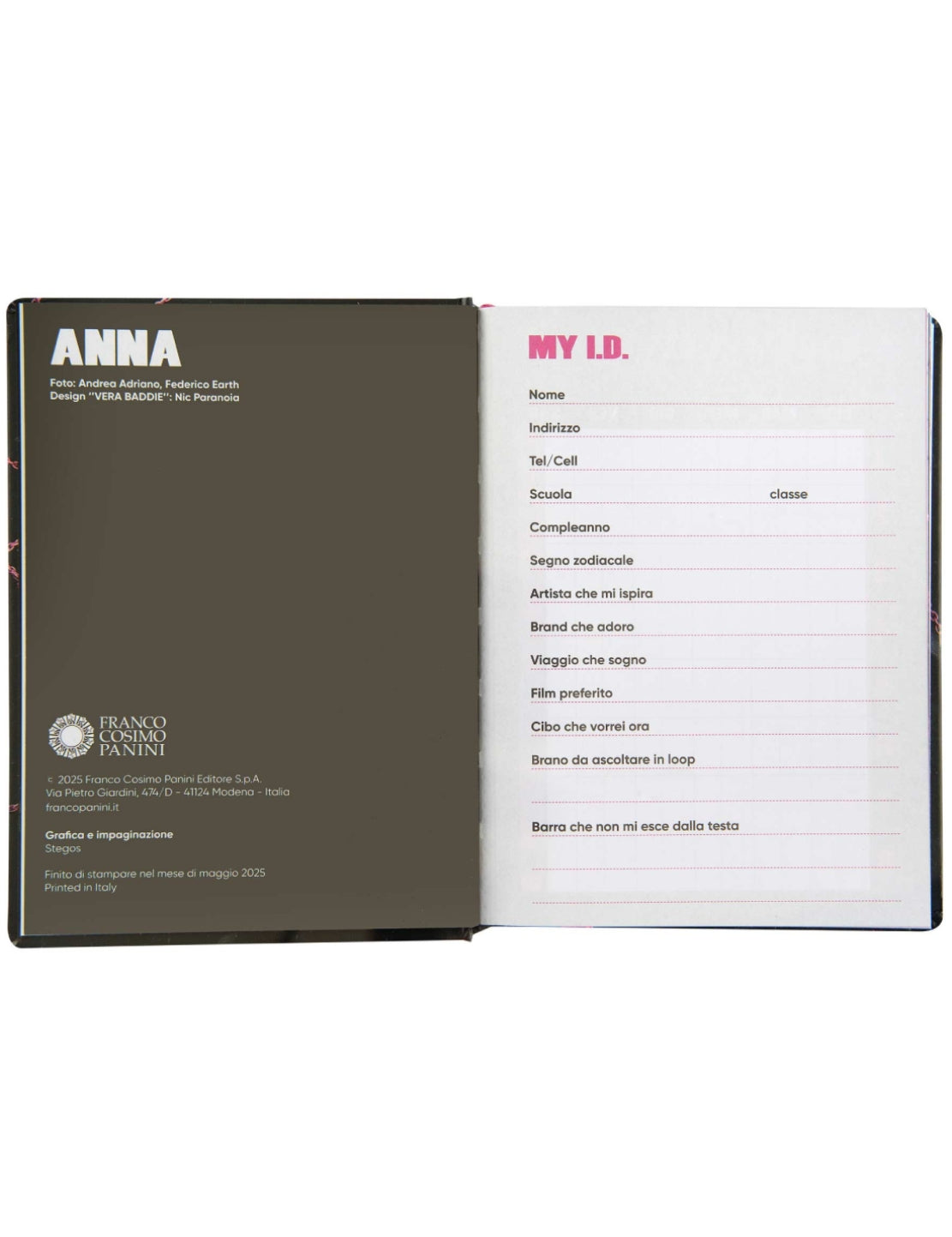 Diario Scuola Di Anna 16 Mesi Datato 2025/2026 Medium Anna Vera Baddie Black