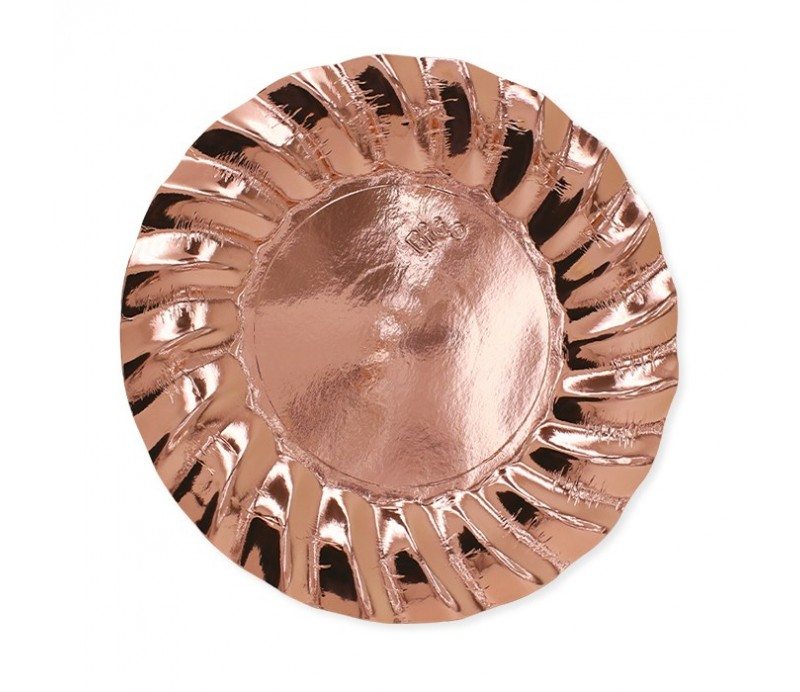 Piatti Di Carta Piani Ondulati Oro Rosa diam. 30cm 6pz.