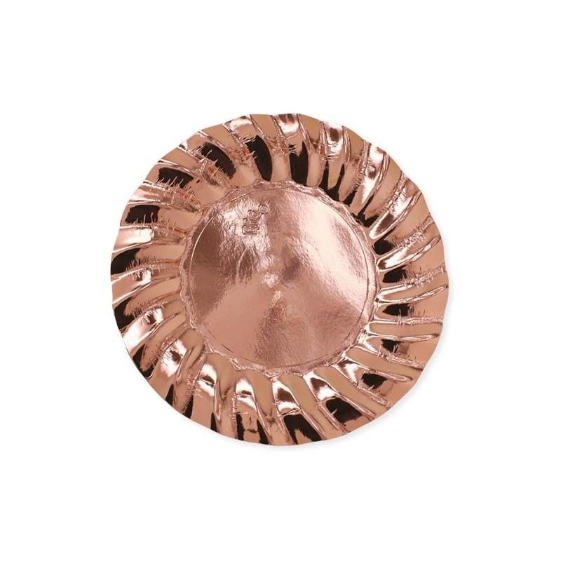 Piatti Ondulati Di Carta Rosa Gold 25cm 8pz