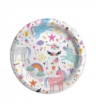 Piatti Di Carta Unicorno 24cm 8pz